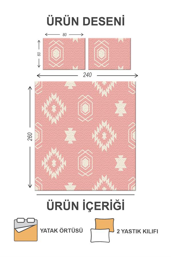 Kapitoneli Pamuk Dolgulu Kadife Kumaş Modern Desenli Premium Kalite Yatak Örtüsü Seti