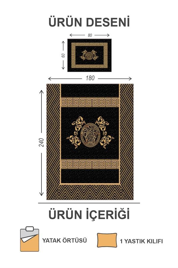 Kapitoneli Pamuk Dolgulu Kadife Kumaş Modern Desenli Premium Kalite Yatak Örtüsü Seti