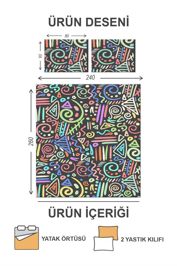 Kapitoneli Pamuk Dolgulu Kadife Kumaş Modern Desenli Premium Kalite Yatak Örtüsü Seti