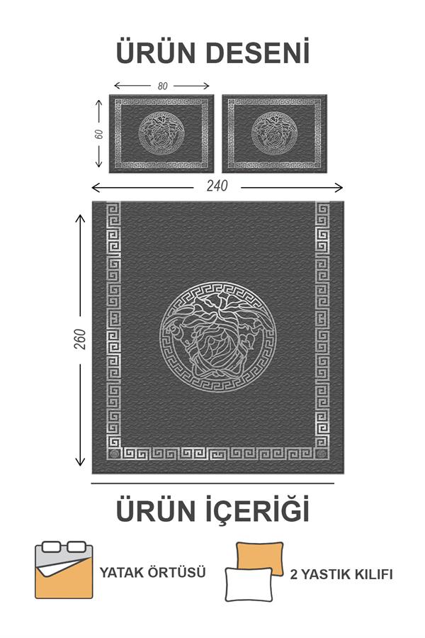 Kapitoneli Pamuk Dolgulu Kadife Kumaş Modern Desenli Premium Kalite Yatak Örtüsü Seti