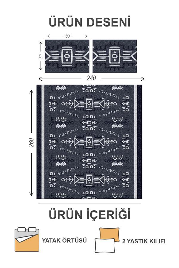 Kapitoneli Pamuk Dolgulu Kadife Kumaş Modern Desenli Premium Kalite Yatak Örtüsü Seti