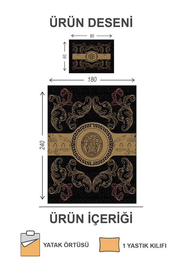 Kapitoneli Pamuk Dolgulu Kadife Kumaş Modern Desenli Premium Kalite Yatak Örtüsü Seti
