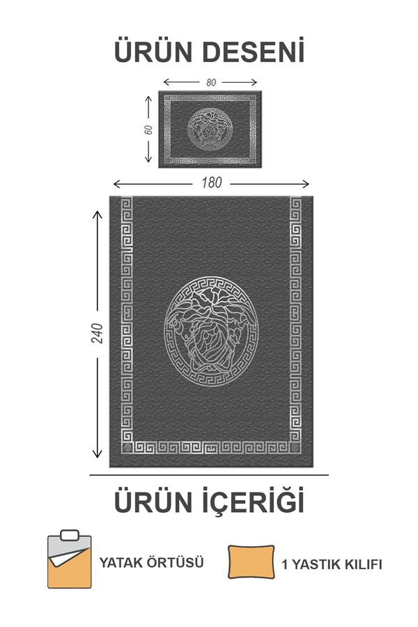 Kapitoneli Pamuk Dolgulu Kadife Kumaş Modern Desenli Premium Kalite Yatak Örtüsü Seti