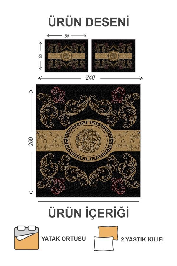 Kapitoneli Pamuk Dolgulu Kadife Kumaş Modern Desenli Premium Kalite Yatak Örtüsü Seti