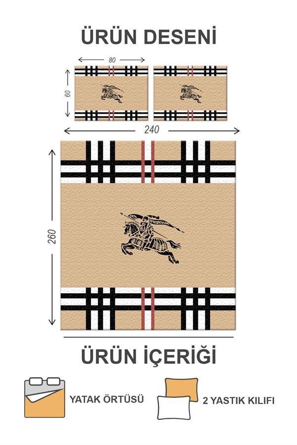Kapitoneli Pamuk Dolgulu Kadife Kumaş Modern Desenli Premium Kalite Yatak Örtüsü Seti
