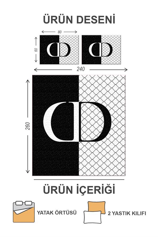 Kapitoneli Pamuk Dolgulu Kadife Kumaş Modern Desenli Premium Kalite Yatak Örtüsü Seti