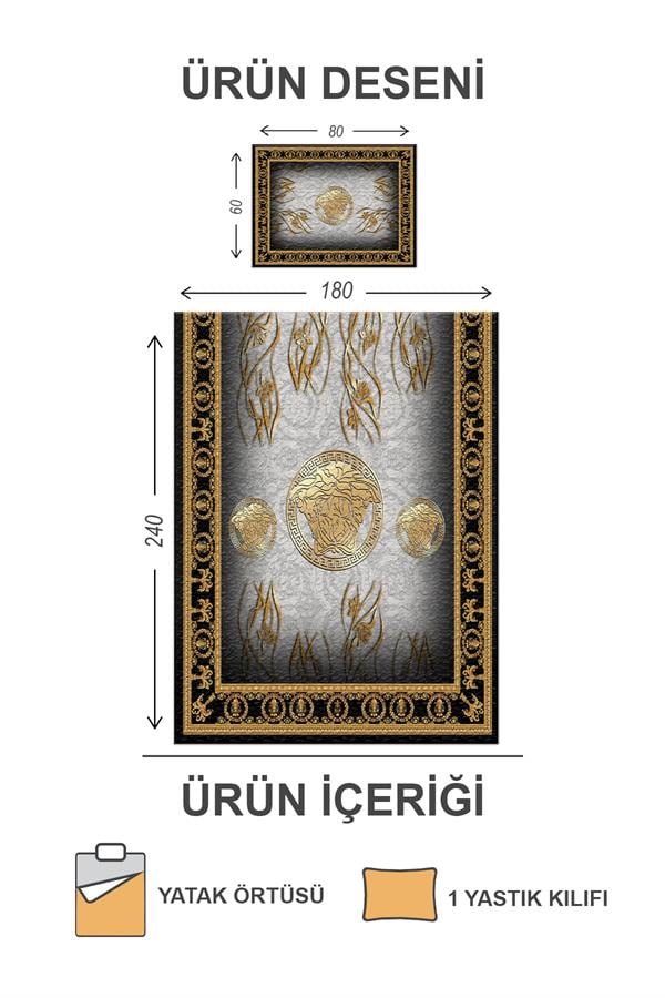Kapitoneli Pamuk Dolgulu Kadife Kumaş Modern Desenli Premium Kalite Yatak Örtüsü Seti