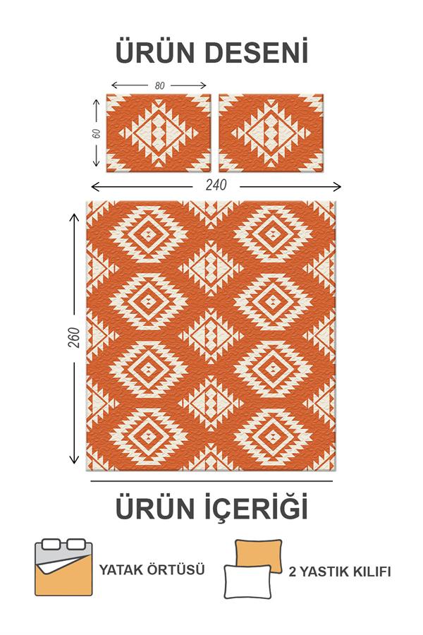 Kapitoneli Pamuk Dolgulu Kadife Kumaş Modern Desenli Premium Kalite Yatak Örtüsü Seti