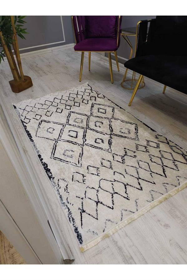 Kaymaz Leke Tutmaz Yıkanabilir Iskandinav Kilim Desenli Dokuma Taban Halı