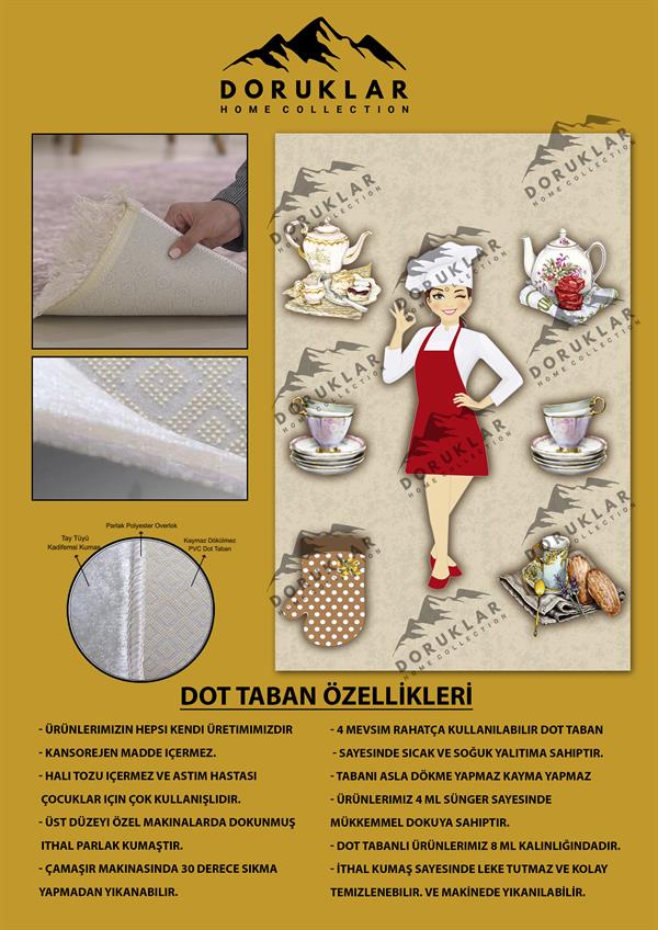 Kaymaz Taban Dijital Baskı Yıkanabilir Modern Desenli Mutfak Halısı
