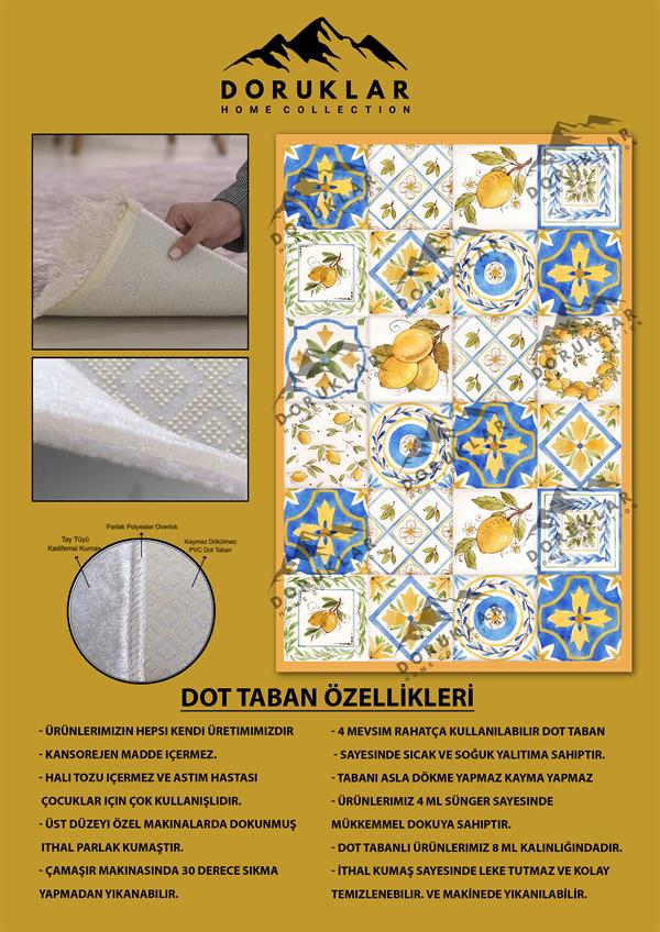 Kaymaz Taban Dijital Baskı Yıkanabilir Modern Desenli Mutfak Halısı