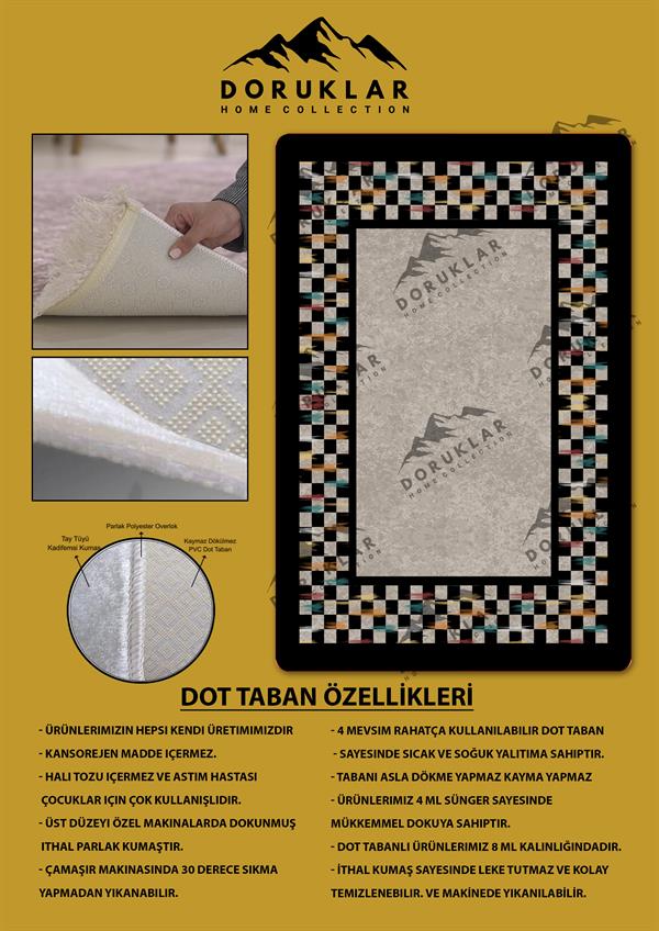 Kaymaz Taban Dijital Baskı Yıkanabilir Modern Desenli Mutfak Halısı