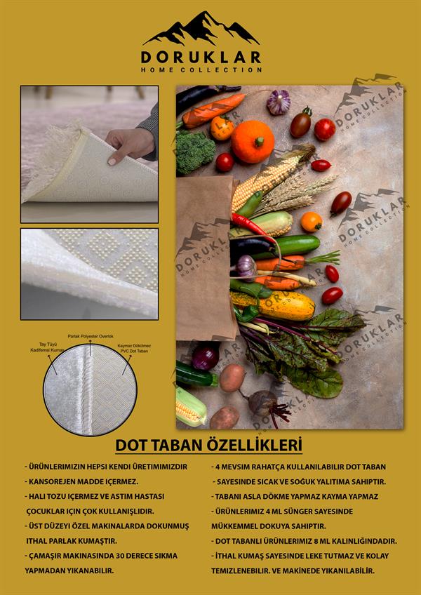 Kaymaz Taban Dijital Baskı Yıkanabilir Modern Desenli Mutfak Halısı