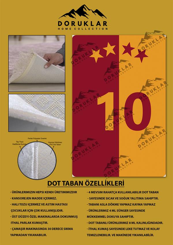 Kaymaz Taban Makinada Yıkanabilir 10 Numara Desenli Çocuk Halısı