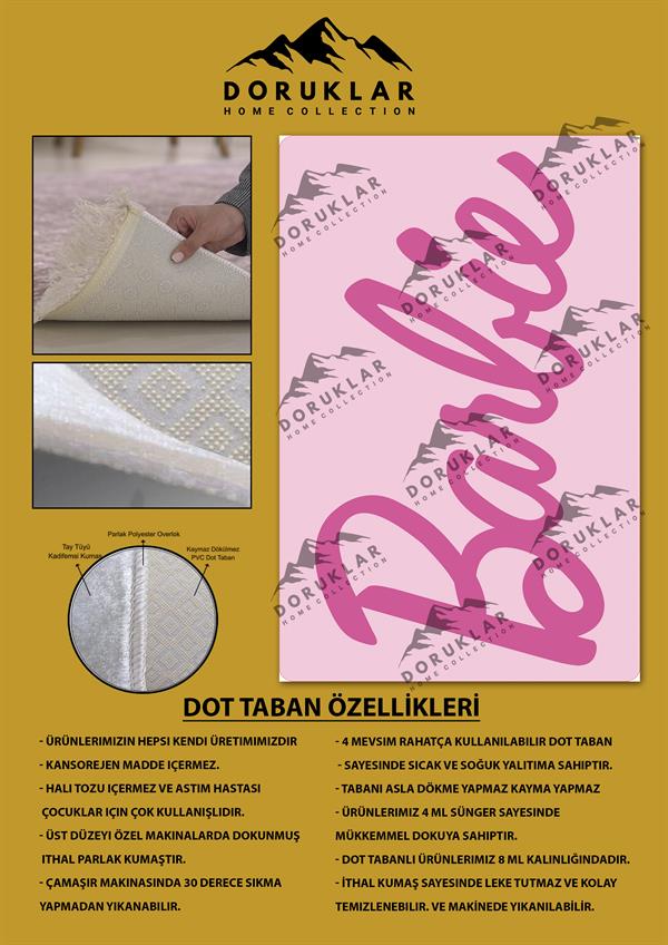 Kaymaz Taban Makinada Yıkanabilir Barbie Desenli Çocuk Halısı
