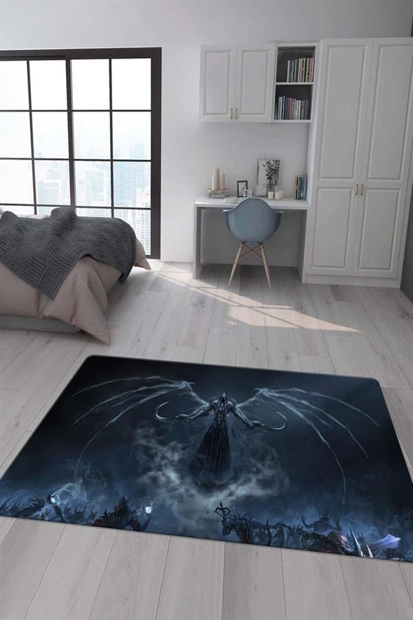 Kaymaz Taban Makinada Yıkanabilir Diablo Desenli Çocuk Halısı