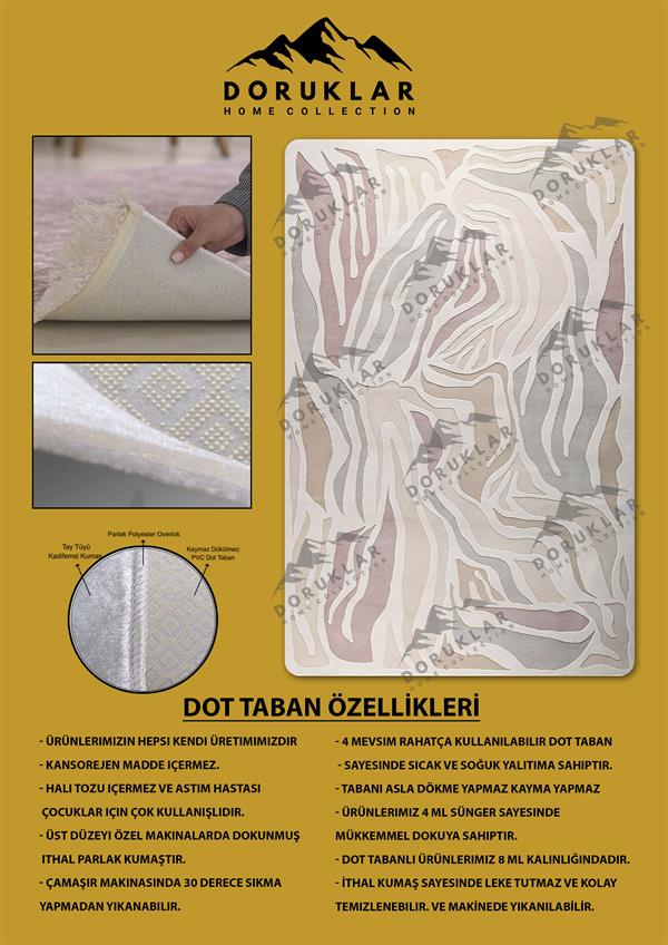 Kaymaz Taban Makinada Yıkanabilir Dijital Baskı Dekoratif Modern Desenli Nida Serisi Dot Taban Halı ND004
