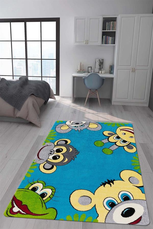 Kaymaz Taban Makinada Yıkanabilir Dijital Baskı Çocuk Odası Halısı Dot Taban Nes Kids Serisi Halı NESKD05