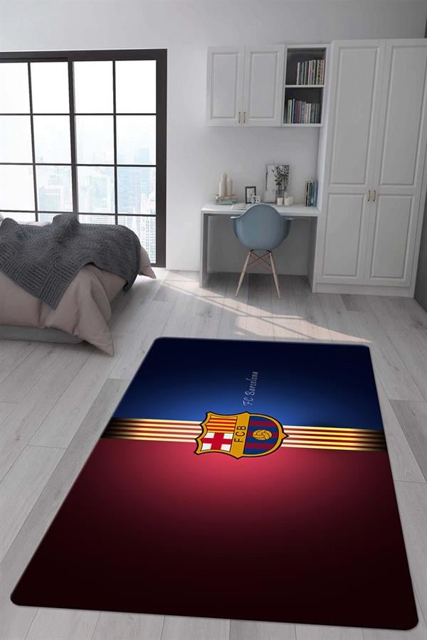Kaymaz Taban Makinada Yıkanabilir Dijital Baskı Barcelona Desenli Genç Odası ve Çocuk Odası Halısı Dot Taban Halı