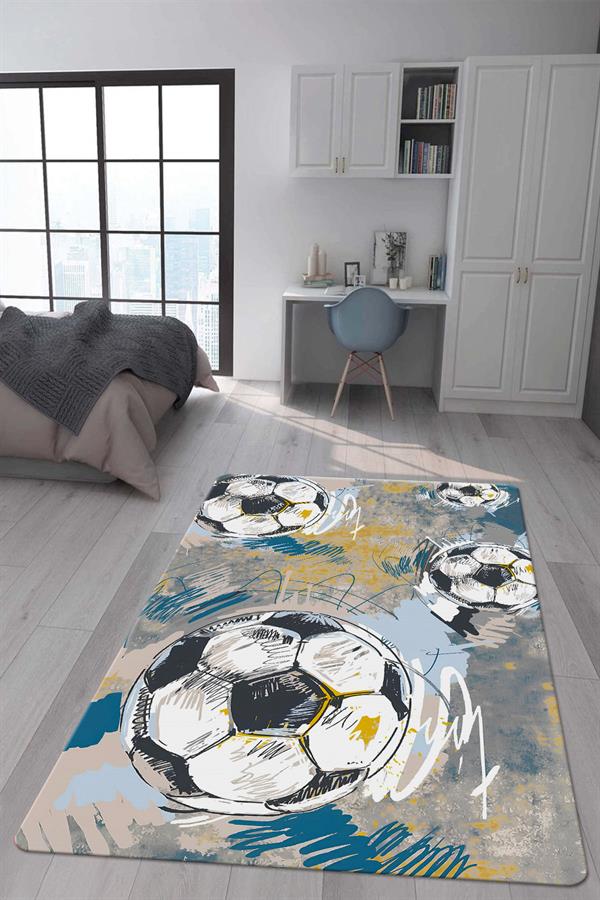 Kaymaz Taban Makinada Yıkanabilir Dijital Baskı Modern Desenli Çocuk Genç Odası Halısı Dot Taban Halı WLD01