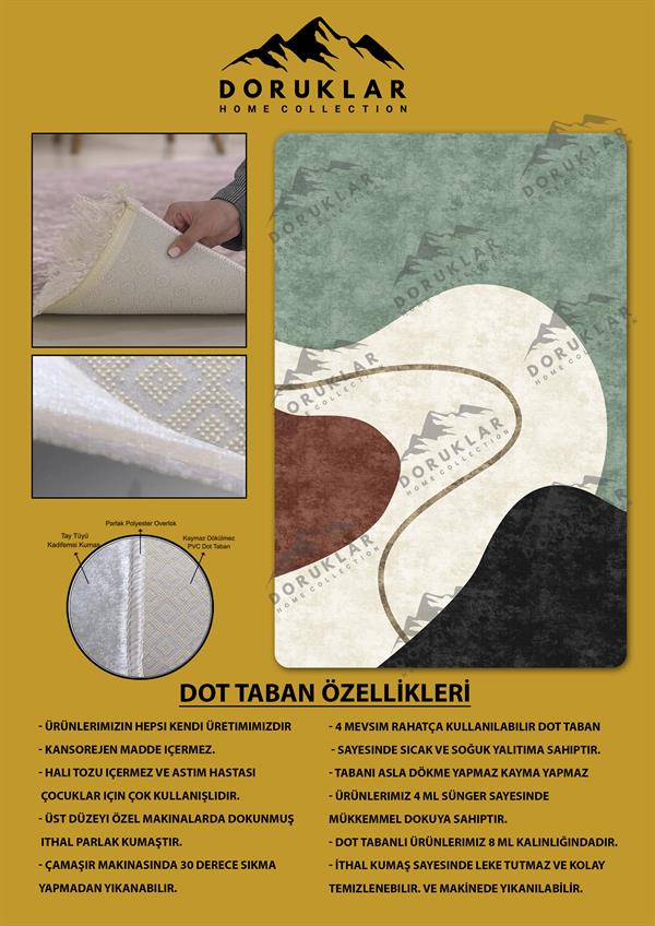 Kaymaz Taban Makinada Yıkanabilir Dijital Baskı Dekoratif Modern Desenli Nes Serisi Dot Taban Halı NES003