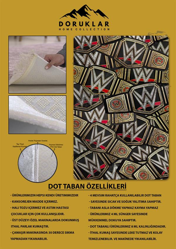 Kaymaz Taban Makinada Yıkanabilir Dijital Baskı Modern Desenli Çocuk Genç Odası Halısı Dot Taban Halı WLD10