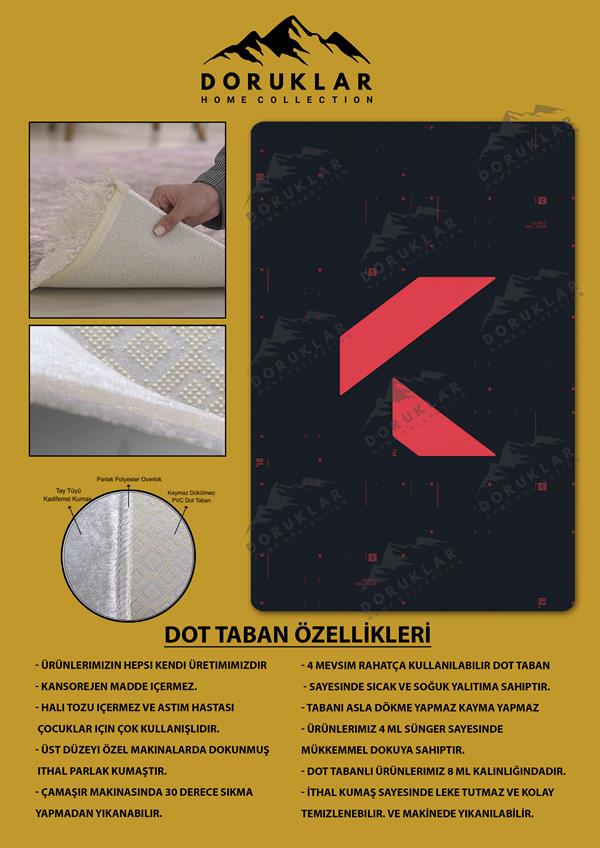 Kaymaz Taban Makinada Yıkanabilir Dijital Baskı Valorant Desenli Genç Odası ve Çocuk Odası Halısı Dot Taban Halı