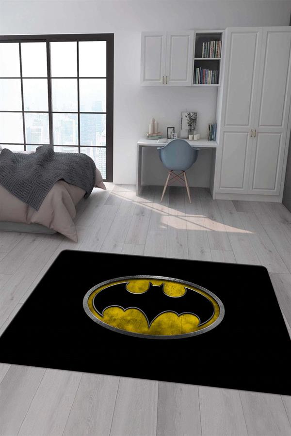 Kaymaz Taban Makinada Yıkanabilir Dijital Baskı Batman Desenli Genç ve Çocuk Odası Halısı Dot Taban Halı