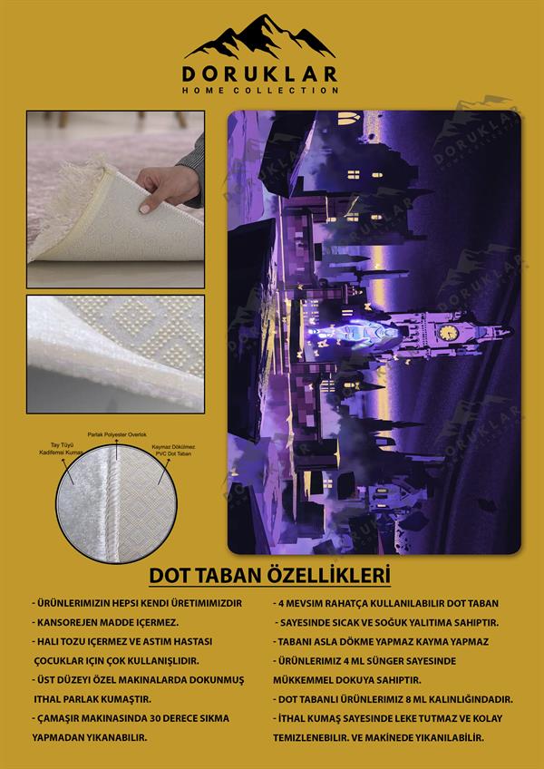 Kaymaz Taban Makinada Yıkanabilir Dijital Baskı Valorant Clove Desenli Çocuk Odası Halısı Dot Taban Halı VL17