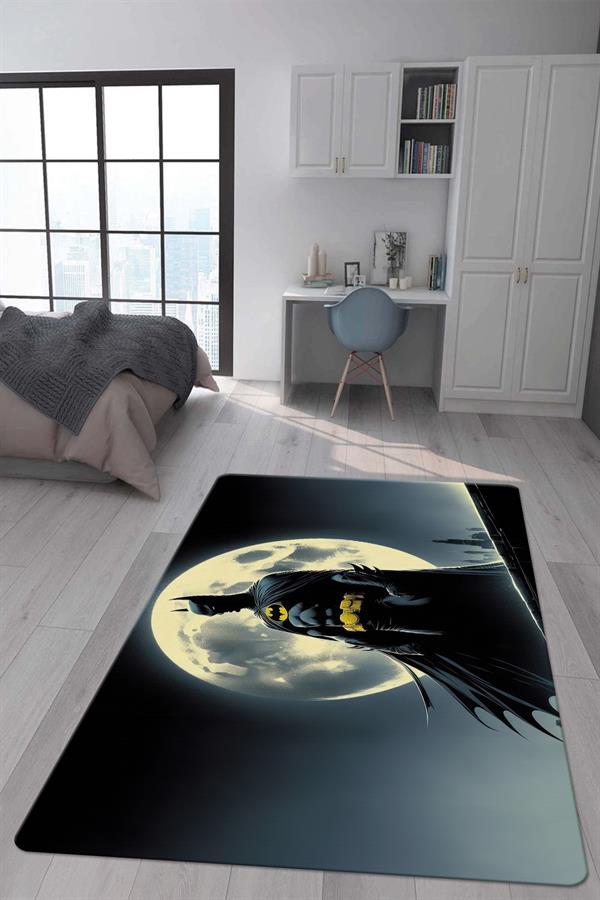 Kaymaz Taban Makinada Yıkanabilir Dijital Baskı Batman Desenli Genç ve Çocuk Odası Halısı