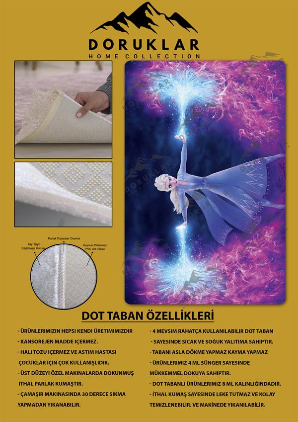 Kaymaz Taban Makinada Yıkanabilir Dijital Baskı Modern Desenli Genç Odası ve Çocuk Odası Halısı Dot Taban Halı