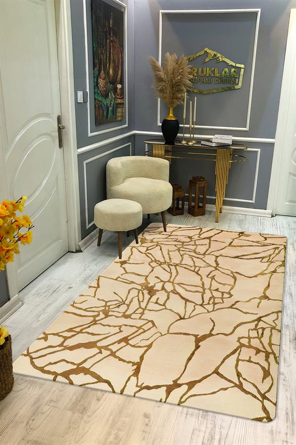 Kaymaz Taban Makinada Yıkanabilir Dijital Baskı Dekoratif Modern Desenli Rona Serisi Dot Taban Halı RN018