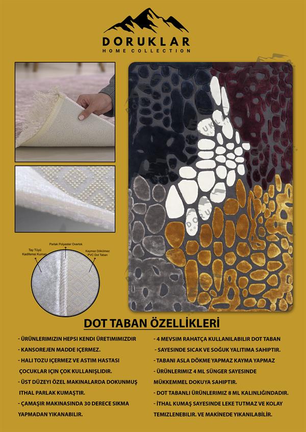 Kaymaz Taban Makinada Yıkanabilir Dijital Baskı Dekoratif Modern Desenli Nes Serisi Dot Taban Halı NES002
