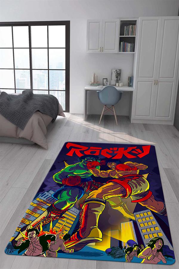 Kaymaz Taban Makinada Yıkanabilir Dijital Baskı Modern Desenli Çocuk Genç Odası Halısı Dot Taban Halı WLD27