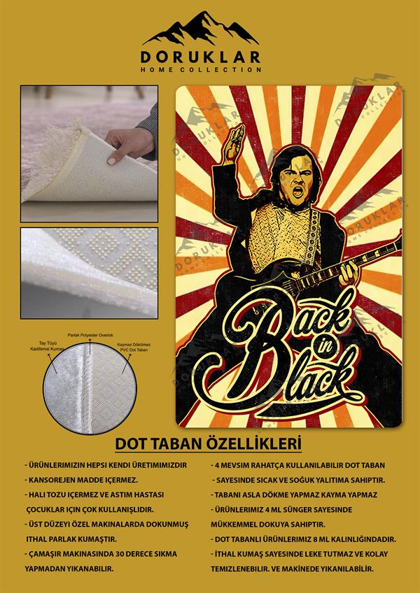 Kaymaz Taban Makinada Yıkanabilir Dijital Baskı Retro Desenli Çocuk Genç Odası Halısı Dot Taban Halı RTR11