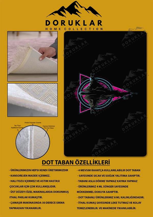 Kaymaz Taban Makinada Yıkanabilir Dijital Baskı Harry Potter Desenli Çocuk Odası Halısı Dot Taban Halı RHR16