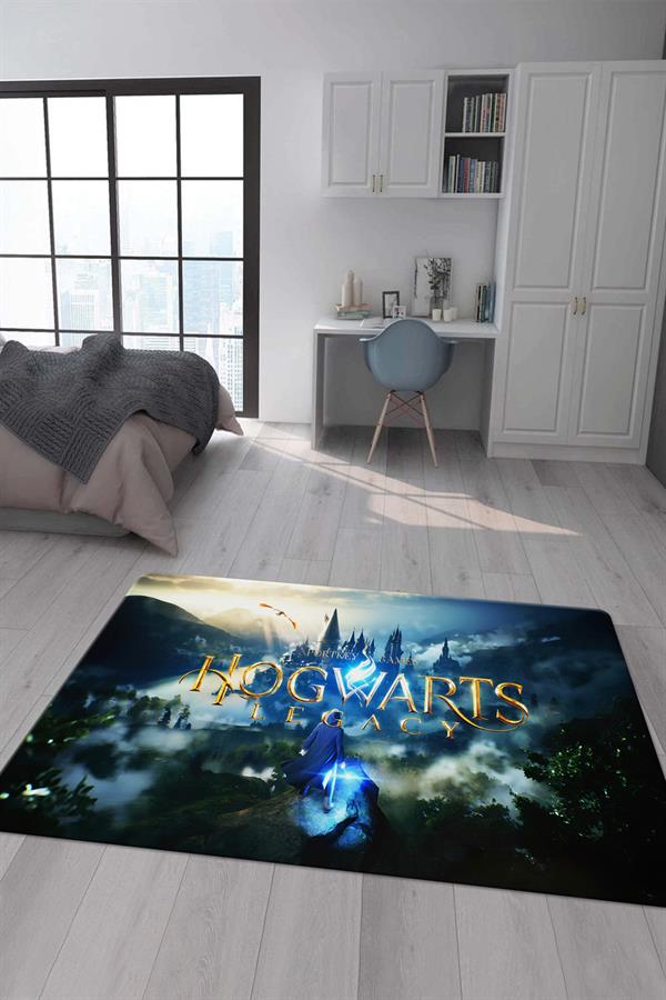 Kaymaz Taban Makinada Yıkanabilir Dijital Baskı Harry Potter Desenli Genç Odası ve Çocuk Odası Halısı Dot Taban Halı