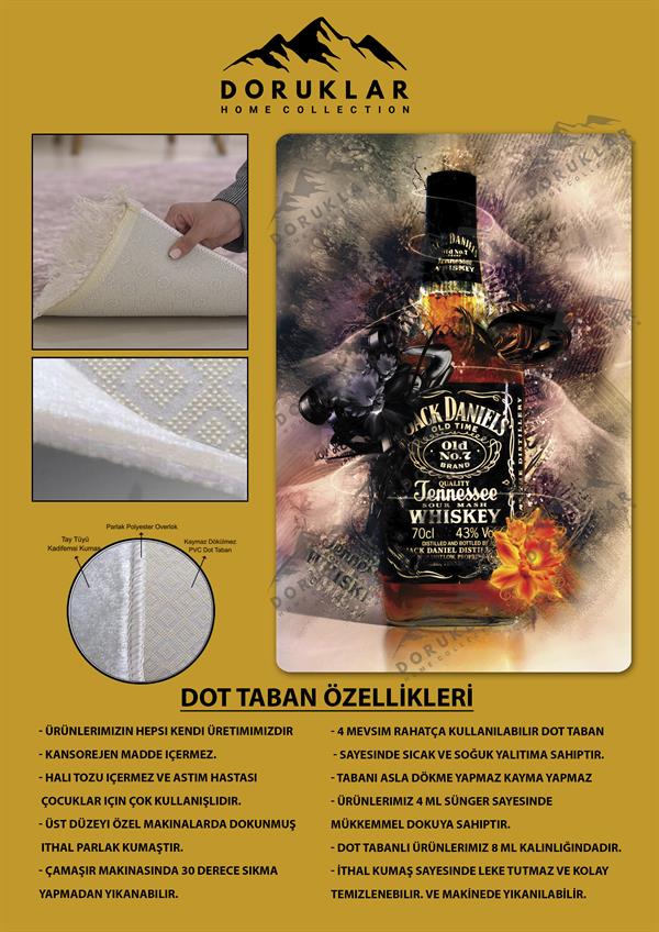 Kaymaz Taban Makinada Yıkanabilir Dijital Baskı Modern Desenli Genç Odası Halısı