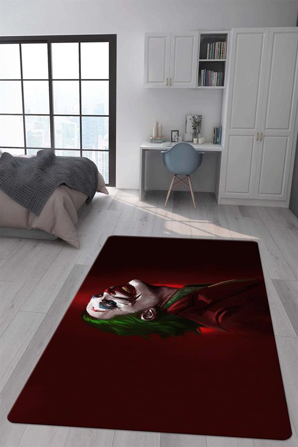 Kaymaz Taban Makinada Yıkanabilir Dijital Baskı Joker Desenli Genç Odası Halısı