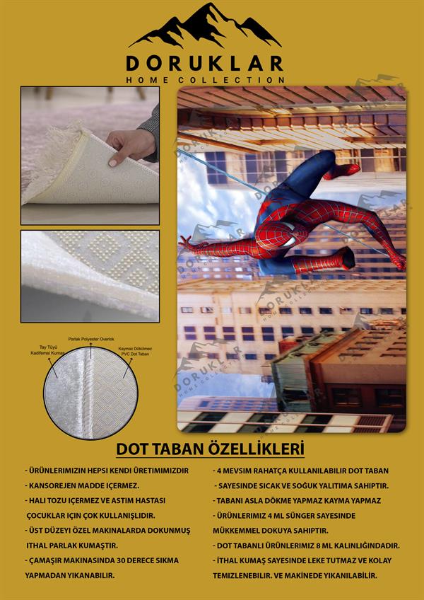 Kaymaz Taban Makinada Yıkanabilir Dijital Baskı Modern Desenli Genç Odası Halısı Dot Taban Halı GNC36
