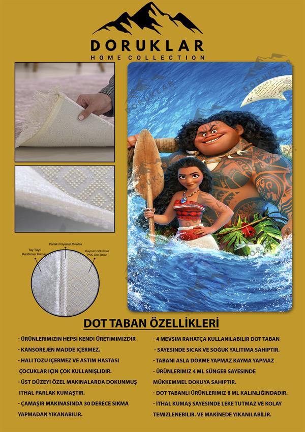 Kaymaz Taban Makinada Yıkanabilir Dijital Baskı Muanna Desenli Genç Odası Halısı Dot Taban Halı GNC80