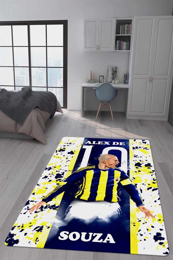Kaymaz Taban Makinada Yıkanabilir Dijital Baskı Alex Desenli Çocuk Odası Halısı Dot Taban Halı 01