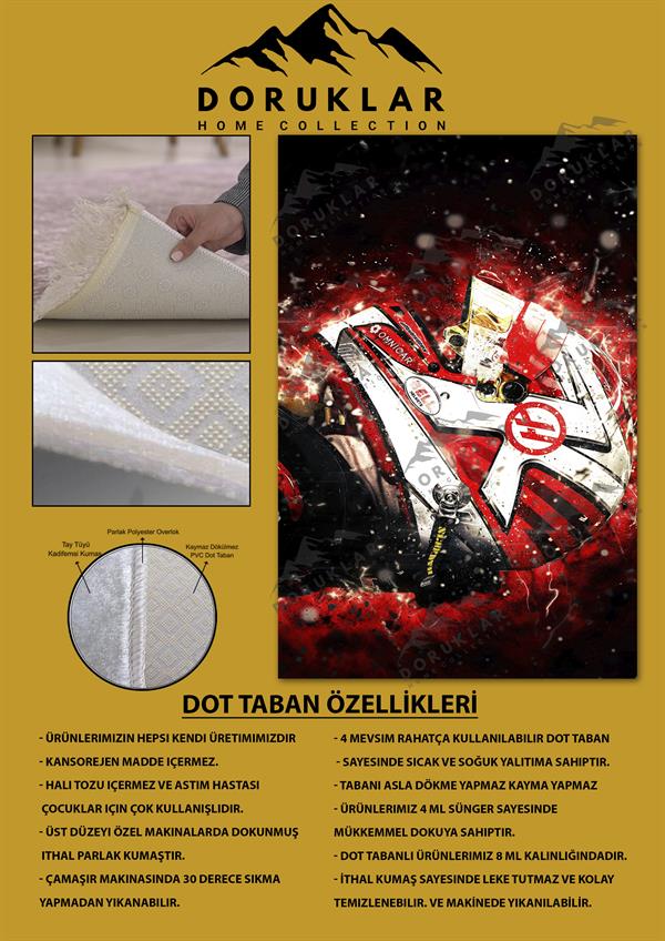 Kaymaz Taban Makinada Yıkanabilir Dijital Baskı Kask Desenli Çocuk Odası Halısı Dot Taban Halı BRK02