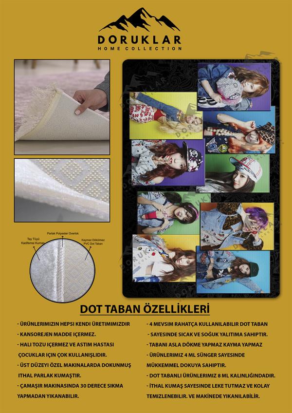 Kaymaz Taban Makinada Yıkanabilir Dijital Baskı SNSD Desenli Genç Odası Halısı
