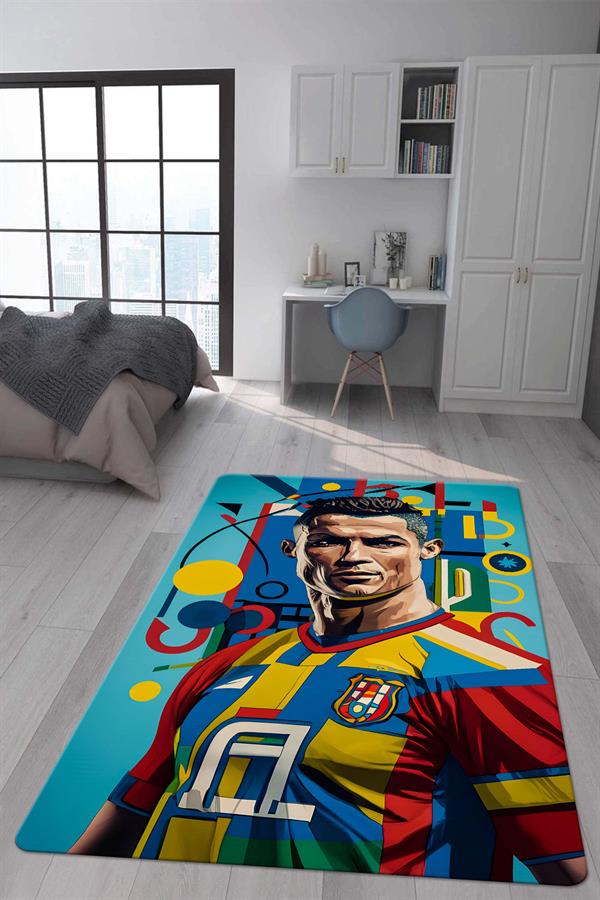 Kaymaz Taban Makinada Yıkanabilir Dijital Baskı Modern Desenli Çocuk Genç Odası Halısı Dot Taban Halı WLD04