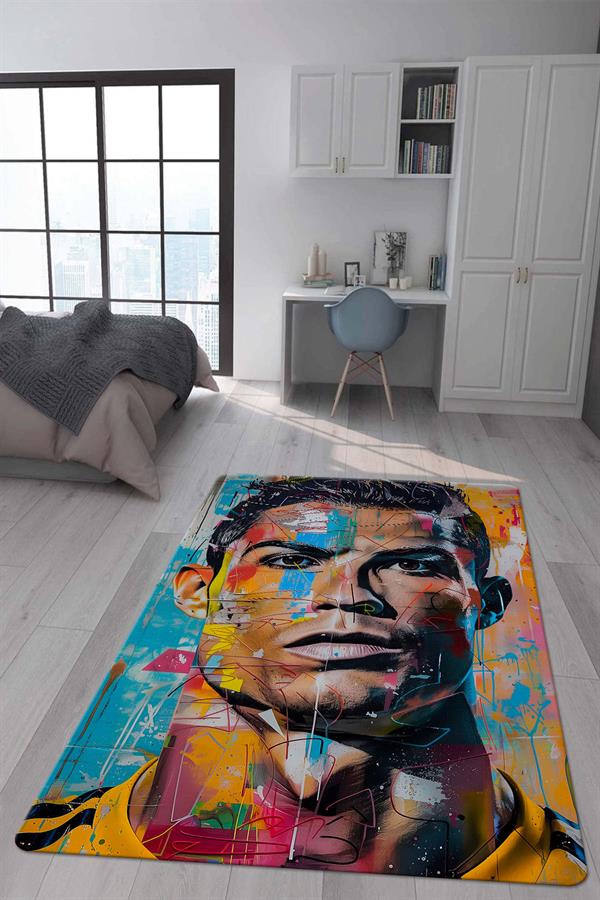 Kaymaz Taban Makinada Yıkanabilir Dijital Baskı Modern Desenli Çocuk Genç Odası Halısı Dot Taban Halı WLD09