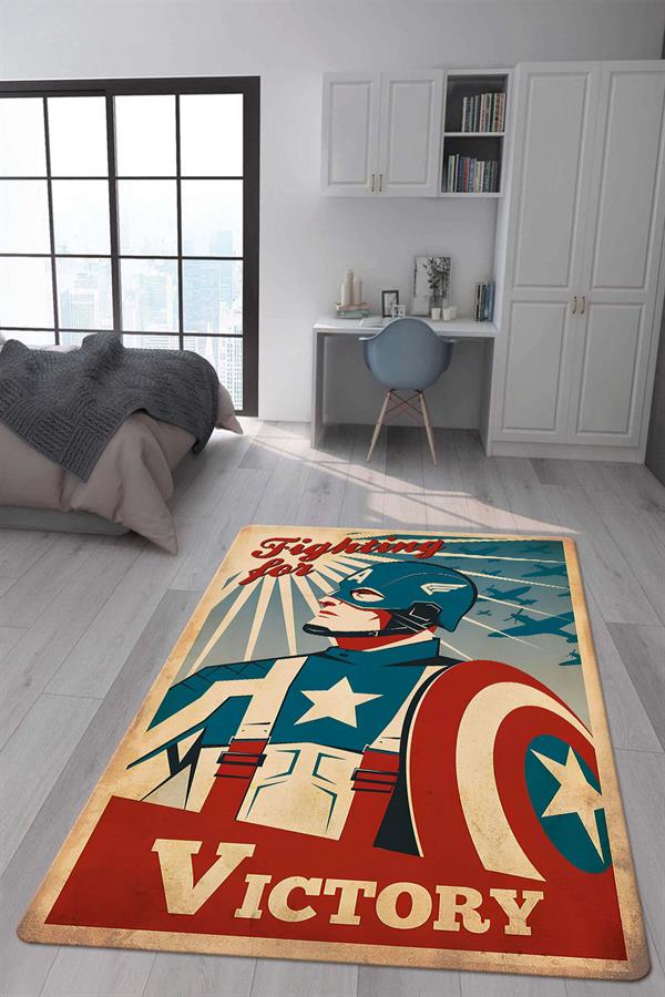 Kaymaz Taban Makinada Yıkanabilir Dijital Baskı Retro Desenli Çocuk Genç Odası Halısı Dot Taban Halı RTR12
