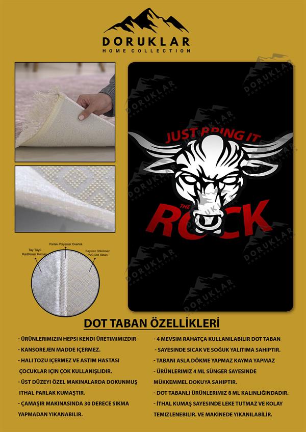 Kaymaz Taban Makinada Yıkanabilir Dijital Baskı Modern Desenli Çocuk Genç Odası Halısı Dot Taban Halı WLD15