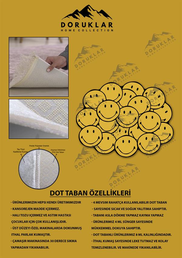 Kaymaz Taban Makinada Yıkanabilir Dijital Baskı Dekoratif Modern Desenli Nes Serisi Dot Taban Halı NES009