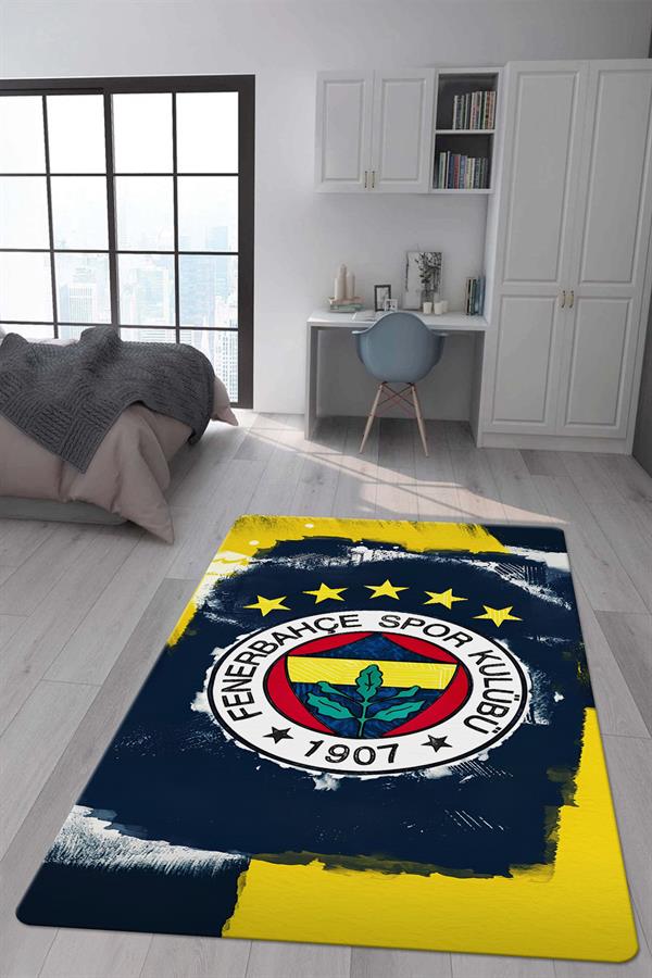 Kaymaz Taban Makinada Yıkanabilir Dijital Baskı Dekoratif Modern Desenli Genç Odası ve Çocuk Odası Halısı Dot Taban Halı